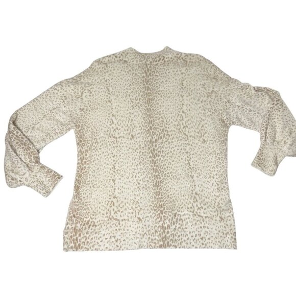 CHICO'S Beige Leopard Animal Mock Neck Sweater Plush Pullover Women’s Size 3 XL - Picture 2 of 7